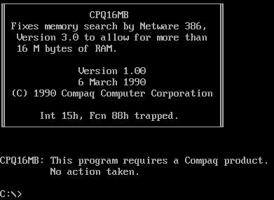 (image for) Compaq CPQ16MB for Novell NetWare (1990)