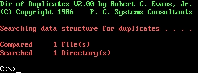 (image for) Directory of Duplicates v2.0 MS-DOS (1986)