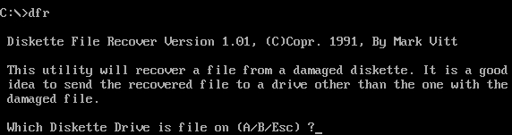 (image for) Diskette File Recover MS-DOS (1991)