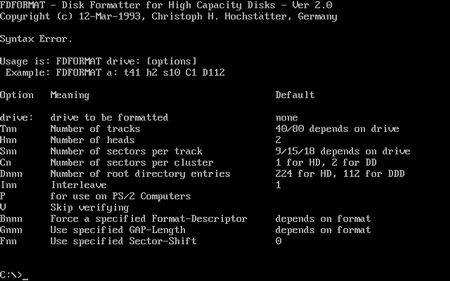 (image for) FDFORMAT High Capacity Disk formatter v2.00 MS-DOS (1993)