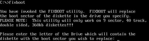 (image for) Fixboot 360kb Disk repair MS-DOS (1987)