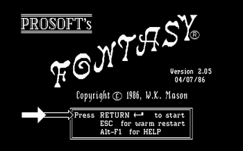 (image for) Prosoft Fontasy Version 2.05 for MS-DOS 1986