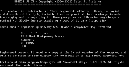 (image for) HDtest v5.35 Hard Drive Testing Software (1991)