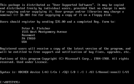 (image for) HDtest v4.95 Hard Drive Testing Software (1990)