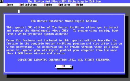 (image for) Norton AntiVirus Michelangelo Edition MS-DOS (1992)