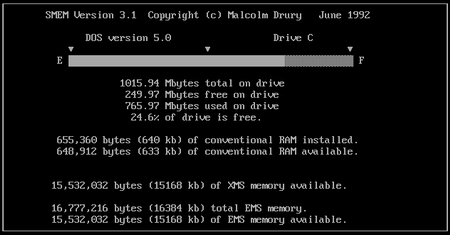 (image for) SMEM HDD and Memory Info (1992)