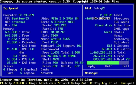 (image for) Snooper Version 3.30 MS-DOS