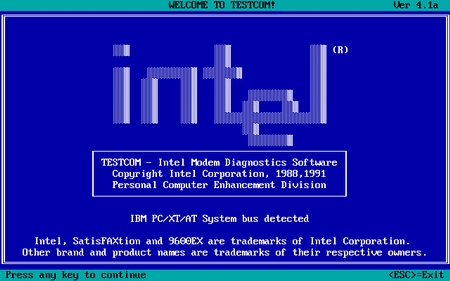 (image for) Intel Modem Diagnostics Software (1991)