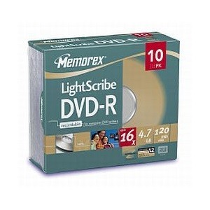 Memorex Lightscribe DVD-R 10-Pack Jewel Case