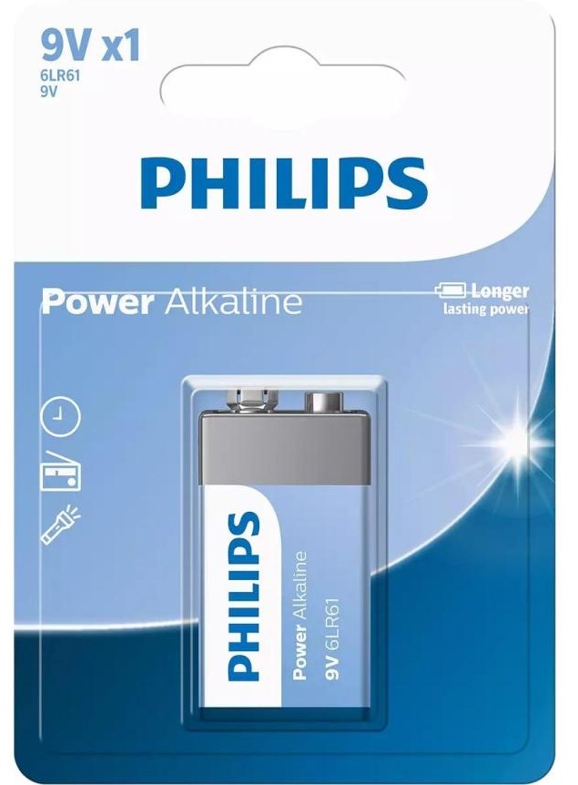 Philips 6LR61 Power Alkaline 9V Battery