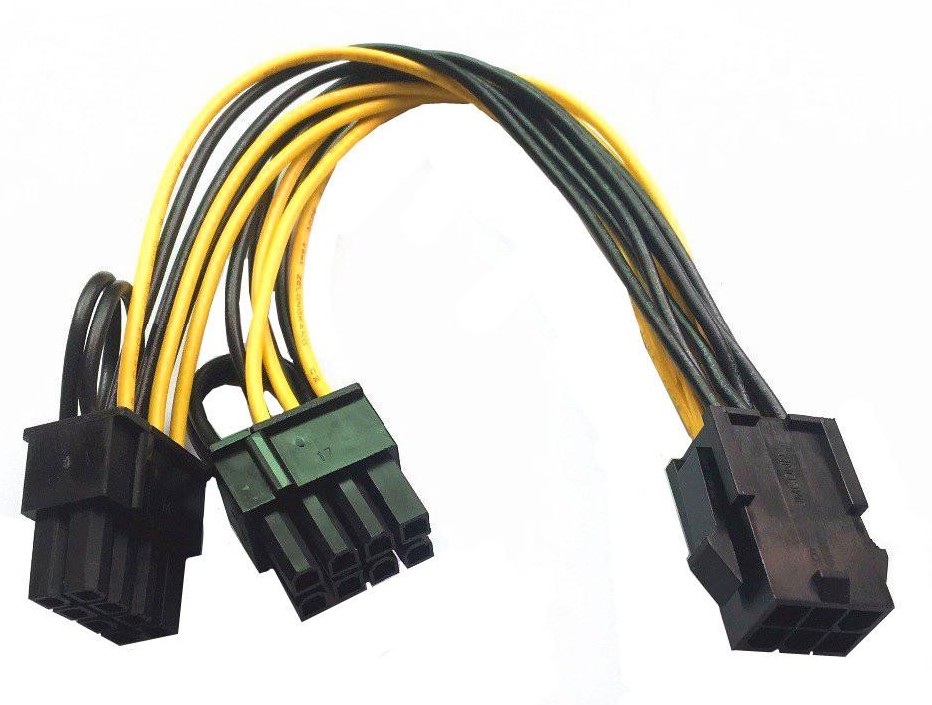 ATX Converter Cable 6-Pin Female to 2 x 8-Pin Male PA66 Rohs