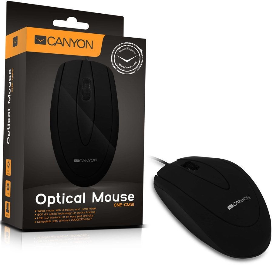 Canyon CM-1 Wired Optical Mouse Rubber Coated 1000Dpi