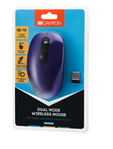 Canyon Dual Wireless/Bluetooth Mouse 1,500Dpi 6-Button