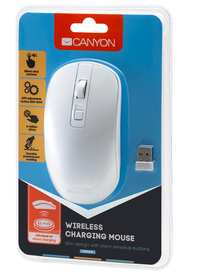 Canyon Wireless Rechargeable Optical Mouse 1,600DPI