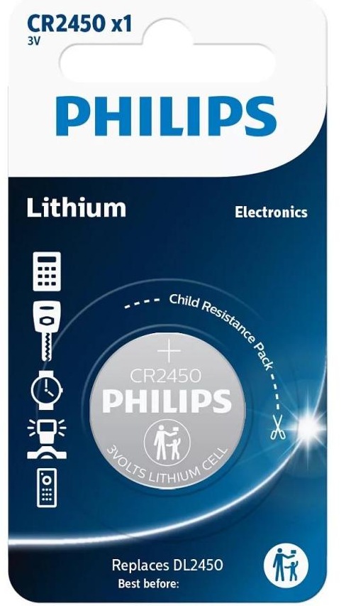 Philips CR2450 Lithium Button Battery 3V