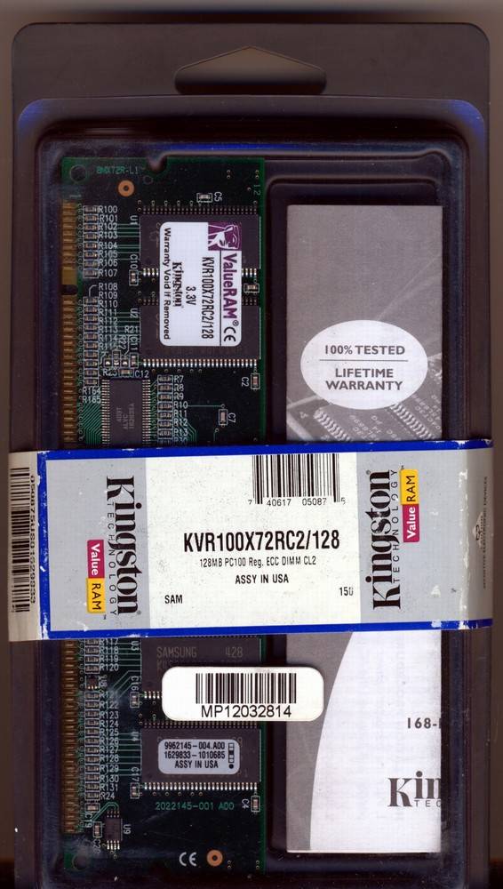 Kingston 128mb Valueram Server PC100 Registered ECC CL2 3.3v