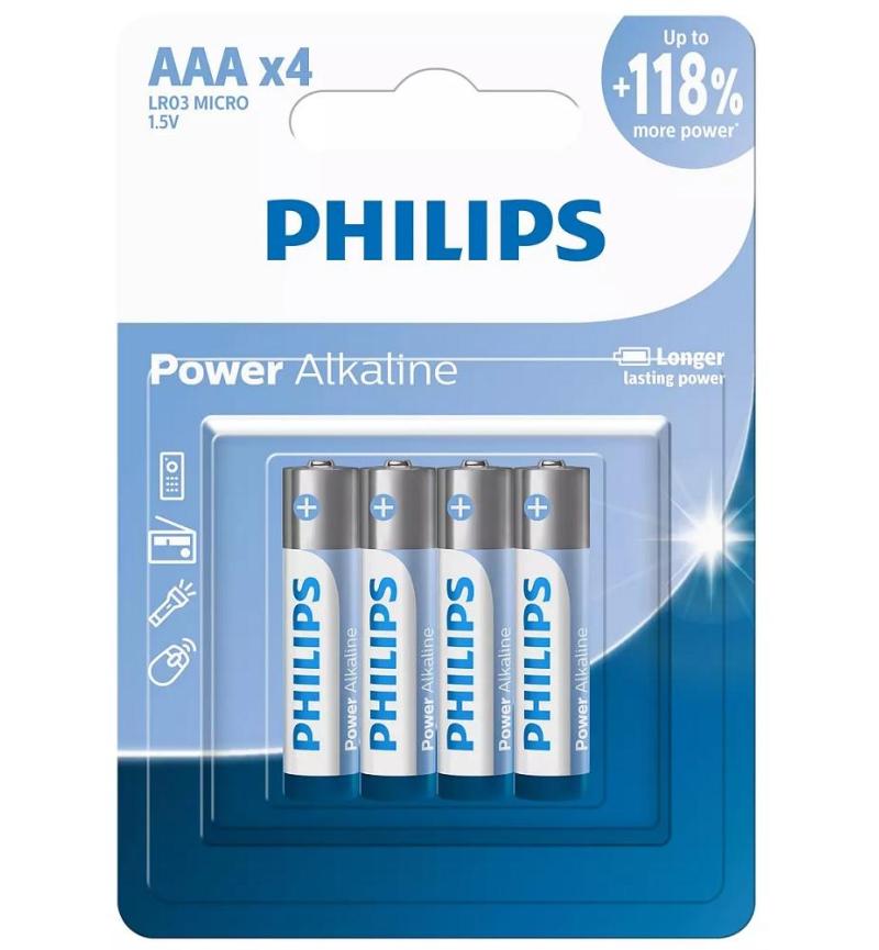 Philips AAA LR03 Alkaline Batteries 1.5v 4-Pack