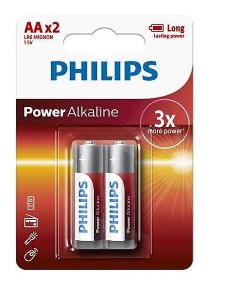 Philips Alkaline AA 1.5v Batteries 2-Pack