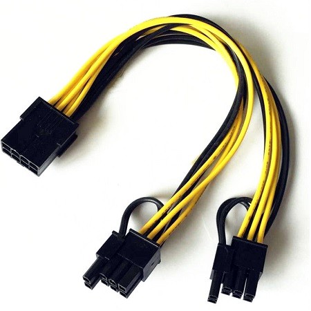Graphics Power Converter Cable 8-Pin Female to 2 x 6 +2 Pin Male