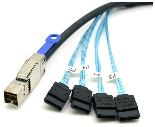External Mini SAS to 4x SATA 2 Meter Cable