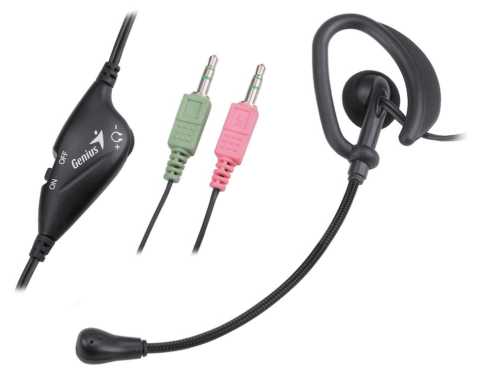 Genius HS-105 Single Clip-on VoIP Headset In-line volume control