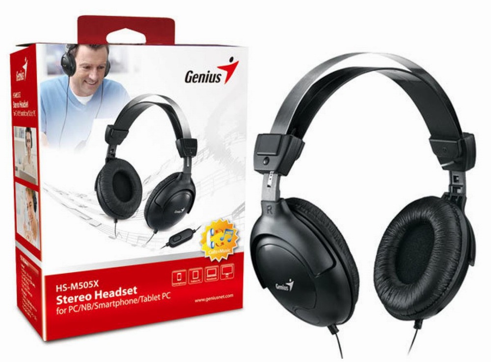 Genius HS-M505X Big Earcup PC headset In-line volume control
