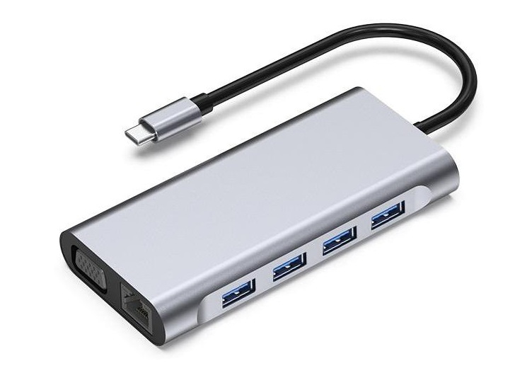 Docking Station Type-C to USB3.0/USB2.0/HDMI/VGA/TF/SD/Audio/LAN