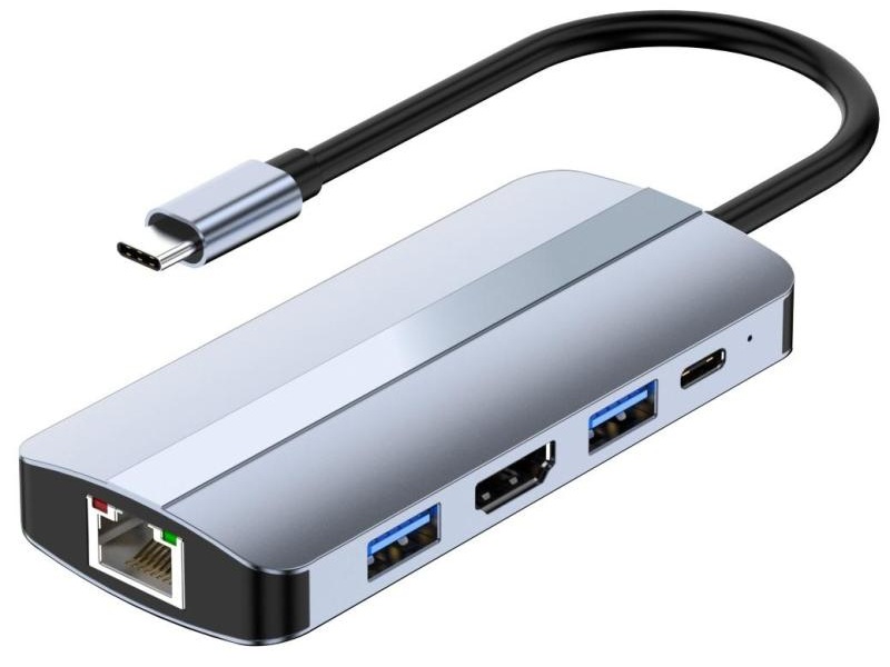 Docking Station USB-C to USB3.0/USB2.0/TF/SD/LAN 100Mbps