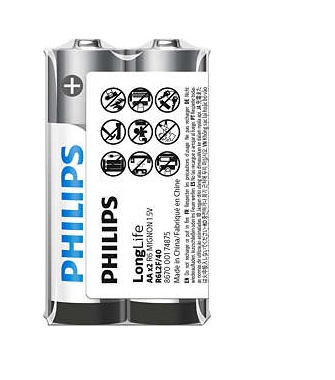 Philips AA 1.5V Zinc Carbon Dry Cell Batteries 2 Pack