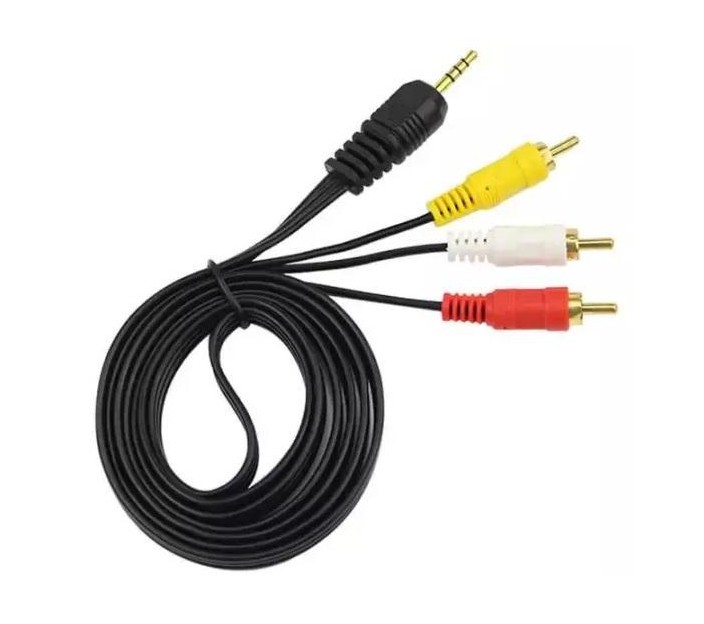 3-Lane 3.5mm Connector to Male RCA Video and Audio Left-Right