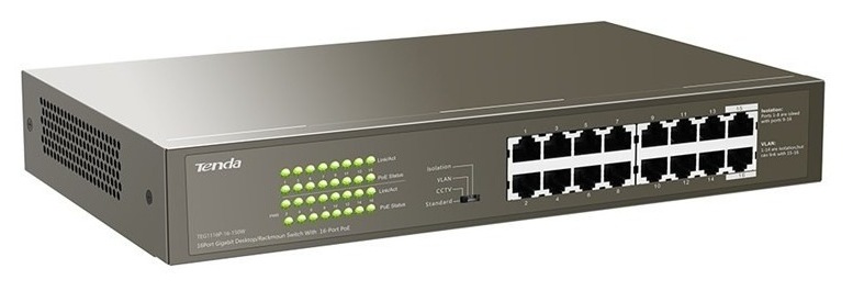 Tenda 16-Port Gigabit Ethernet Switch with 16-Port PoE