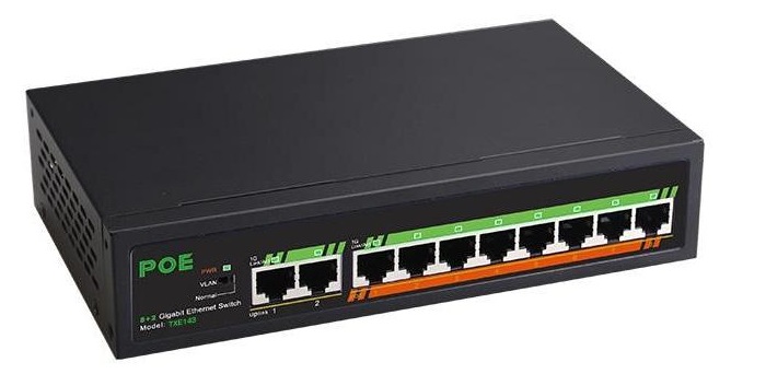 Ethernet Switch Gigabit 8-Port POE+ 2-Port Uplink
